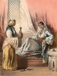 Scène indienne (lithographie couleur)