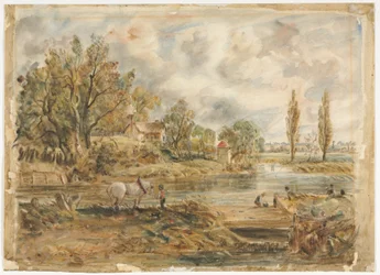 Le cheval blanc (aquarelle)