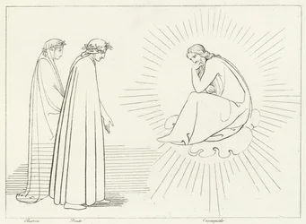Dante discutant avec Cacciaguida, Paradis, Chant 17 (gravure)