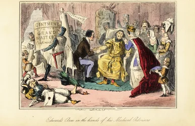 Le roi Édouard Ier, ou Longshanks, soigné après une tentative d