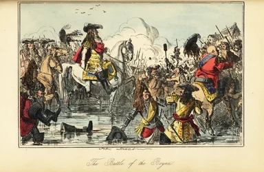 Le roi Guillaume II traversant la rivière lors de la bataille de la Boyne, Irlande
