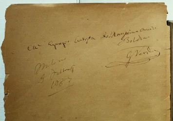 Dédicace autographe de Giuseppe Verdi (1813-1901) à Giovanni Boldini (1842-1931)