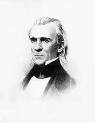 Portrait de James Knox Polk (1795-1849), avocat et homme politique américain, 11e président des États-Unis de 1845 à 1849, gravure d