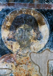 Saint, fresque dans la chapelle Saint-Nicolas, Maza, Crète, Grèce