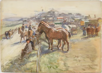 Foire de Brough Hill (crayon et aquarelle sur papier)