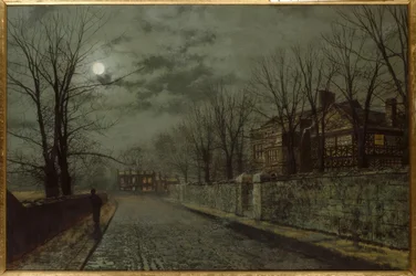 J.A. Grimshaw, Une route du Cheshire / Peinture, 1883