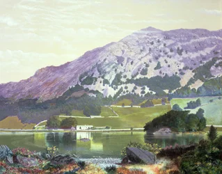 Nab Scar depuis le côté sud de Rydal Water - Bruyère en fleur, septembre 1864
