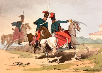 Hussards en uniformes de style hongrois, illustration de 