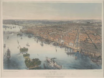 Vue aérienne de Philadelphie, c.1850