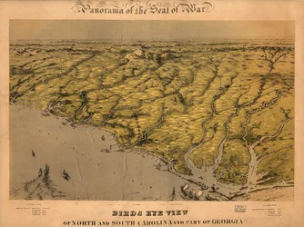 Vue aérienne de la Caroline du Nord, de la Caroline du Sud et d