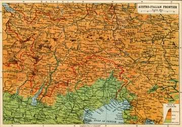 Carte de la frontière austro-italienne, Première Guerre mondiale, vers 1920