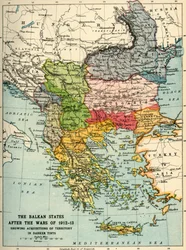 Les États balkaniques après les guerres de 1912-13, vers 1920