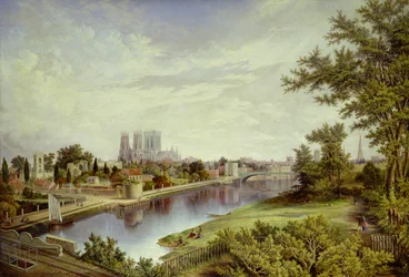 York depuis le pont ferroviaire de Scarborough (huile sur toile)