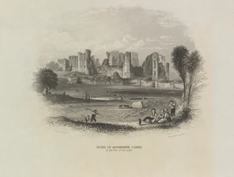 Ruines du château de Kenilworth et lit du lac