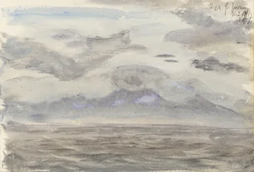 Paysage marin avec ciel nuageux