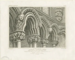 Intérieur de la cathédrale de Lichfield - Arches dans la salle capitulaire : gravure, nd [c. 1819]
