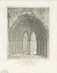 Cathédrale de Lichfield - Porte du transept nord : gravure, nd [c 1820]