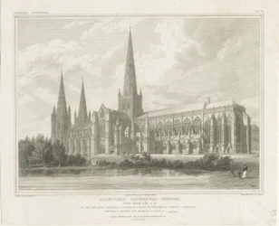 Cathédrale de Lichfield - Vue du sud-est (gravure)