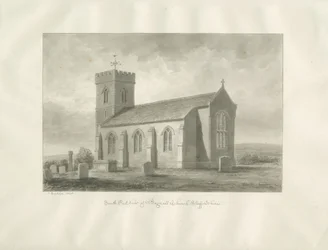 Église de Bagnall : dessin sépia, 1848