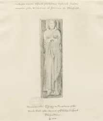 Église de Blithfield - effigie monumentale : dessin teinté, 1823