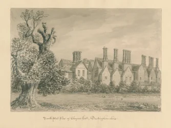 Buckinghamshire - Chenies Hall : dessin sépia, 1824