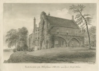 Abbaye de Burton-upon-Trent : dessin sépia