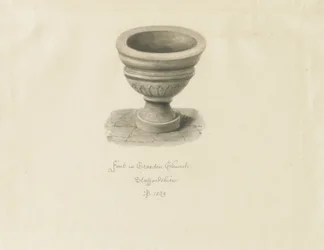 Croxden - Fontaine dans la chapelle des invités : dessin sépia