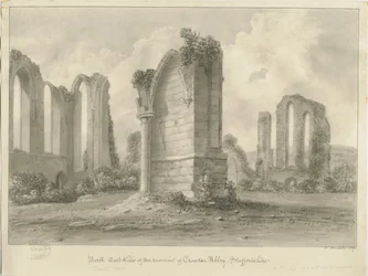 Abbaye de Croxden : dessin sépia