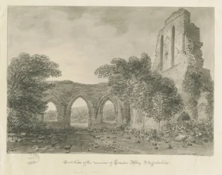 Abbaye de Croxden : dessin sépia
