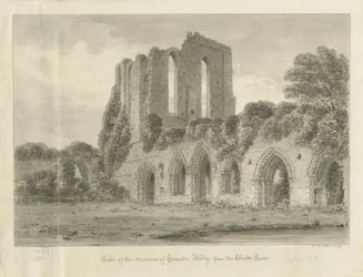 Abbaye de Croxden : dessin sépia