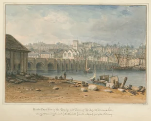 Devonshire - Bideford - Pont et ville, 1827