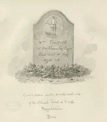 Église de Leek - Pierre tombale : dessin à la sépia