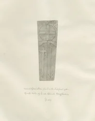 Église de Leek - Pierre tombale : dessin sépia