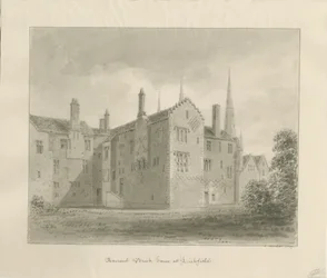Lichfield - Vieille maison dans The Close : dessin sépia