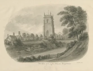 Église de Longdon : dessin sépia