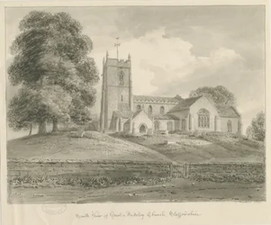 Église de Madeley: dessin au lavis sépia