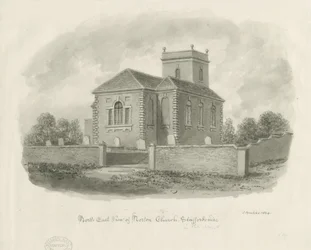 Église de Norton-in-the-Moors : dessin au lavis sépia