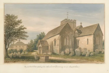Oxfordshire - Église de Shiplake et maison du presbytère, 1830