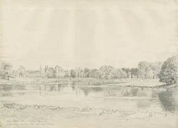 Maison de Patshull - Parc et étang : dessin au crayon, 25 août 1820