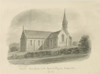 Rugeley - Chapelle de Brereton : [Église Saint-Michel, Brereton] dessin au lavis sépia, 1841