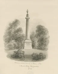Sandon - Monument à William Pitt : dessin au lavis sépia