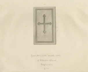 Église de Standon - Pierre tombale : dessin sépia
