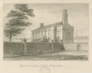 Stoke-upon-Trent - École nationale : dessin à la sépia, 1840