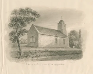 Église de Tixall : dessin au lavis sépia, nd [?1841]