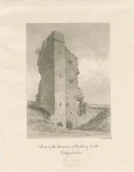 Château de Tutbury : dessin au lavis sépia