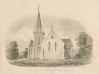 Église de Walton-on-the-Hill : dessin sépia, 1842