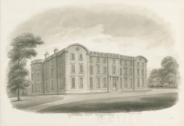 Weston-under-Lizard - Hall : dessin au lavis sépia