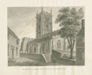 Wolverhampton - Église Saint-Pierre : dessin sépia