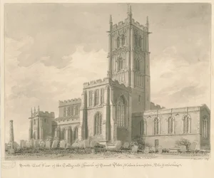 Wolverhampton - Église Saint-Pierre : dessin sépia