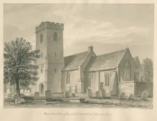 Worcestershire - Église de Hampton Lovett : dessin sépia, 1833